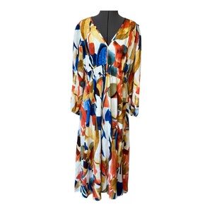 Prettygarden V-Neck, Long Sleeved Elastic Middle Maxi Dress